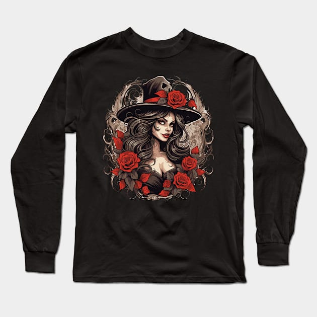 Beautiful Halloween Witch Long Sleeve T-Shirt by PaulJus